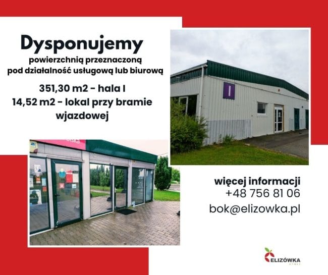 Dysponujemy powierzchnią usługową, biurową, handlową…